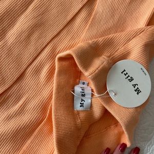 Knit orange maxi skirt